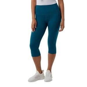 NEW 32 Degrees Cool Women's Size XS Cropped Leggings Blue Dry-Wicking Pockets